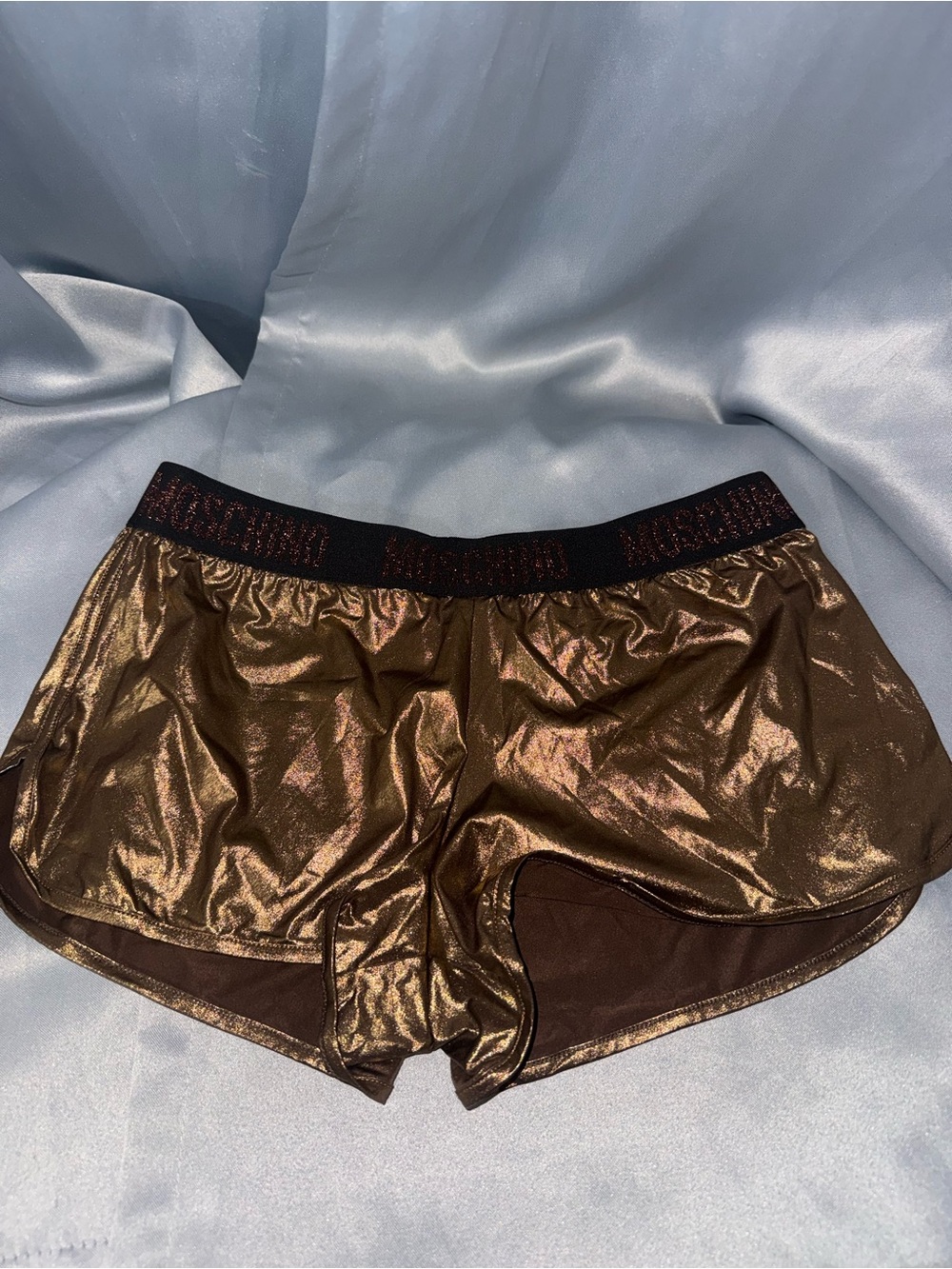 Moschino Metallic Brown Shimmer Bikini Bottoms